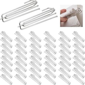 No Brand 50 Ganchos De Acero Inoxidable Para Cortinas Plisadas - Ganchos De 4 Patas Para Cinta De Cortina (7 Cm) - Para Cortinas Pesadas Y Visillos - Ganchos R
