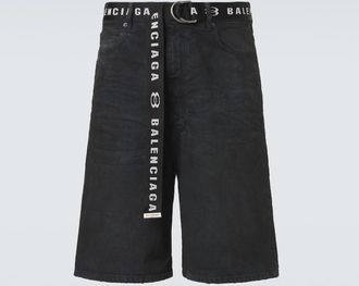 Balenciaga Unity belted denim Bermuda shorts