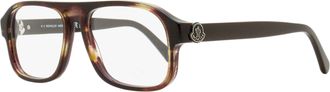 Moncler Mens Rectangular Eyeglasses ML5198 062 Brown Horn 54mm