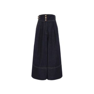 Zimmermann Wide Trousers, female, Blue, S, Denim Culotte Trousers