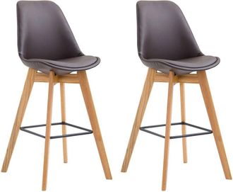 Clp Clp - Set De 2 Taburetes Metz En Simil Cuero Marr&oacute;n Natural