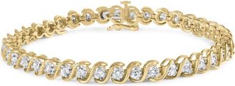 House of Brilliance 10K Yellow Gold 3 cttw Round-Cut Diamond Spiral Link 7.50 Bracelet (I-J Color, I1-I2 Clarity)