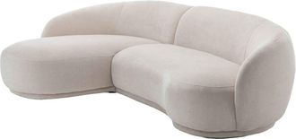 Oviala Sof&aacute; esquinero izquierdo de 3 plazas con chaise longue, crema