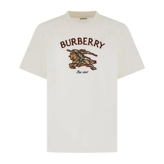 Burberry Knight Check katoenen T-shirt - Heren - Tops - Wit - Maat: XL Katoen