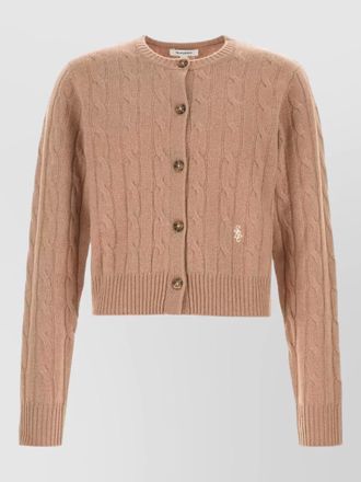 Sporty & Rich cashmere blend cardigan cable knit ribbed