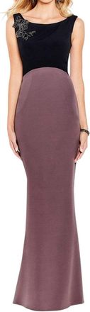 Cameron Blake Two Toned Scoop Sheath Dress In Black/rum Raisin