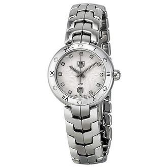 Tag Heuer Pre-owned Tag Heuer Link Diamond Silver dial S-shape guilloche 11 diamonds Dial Ladies Watch WAT1413.BA0954