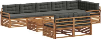 vidaXL Conjunto De Sof&aacute;s De Exterior 9 Uds. Natural Y Antracita Vidaxl