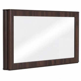 Hhg [nunca Usado] Espejo Hhg-769, Espejo De Pared, Espejo Para Vestidor, Espejo Para El Recibidor, Mdf Y Cristal, 80 X 120 X 10 Cm, Acabado En Nogal