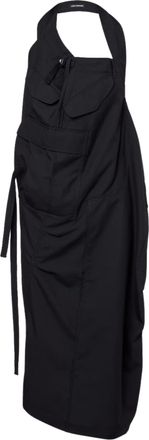 Junya Watanabe Black Halterneck Utility Pockets Midi Dress