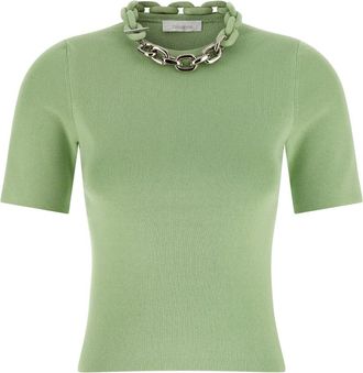 Paco Rabanne Chain T-Shirt - Dames - T-shirts - Groen - M - Katoen - Tops