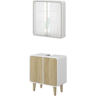 Vicco Set di mobili da bagno Arla, Bianco/quercia, 2 parti, Vicco