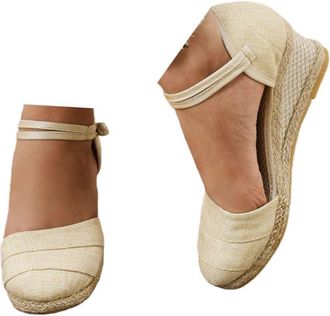 Generic Closed Toe Sandals for Women,Platform Sandals for Women,Wedge Shoes Mesh Breathable Closed Toe Slip On Backless Footwear Fashion Flat Breathable Buckl