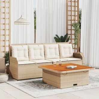 vidaXL Juego De Sof&aacute;s De Jard&iacute;n Con Cojines Beige 3 Pzas Rat&aacute;n Pe