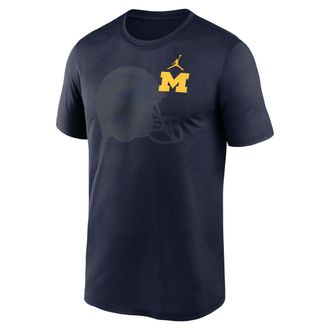 Nike Jordan Mens Michigan Campus Legend Shadow Logo Jordan Dri-FIT College T-Shirt in Blue | NKGK41SMWN-ET9