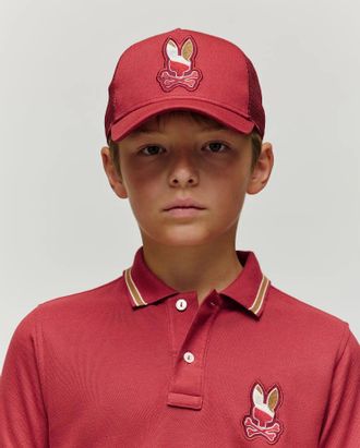 Psycho Bunny Kids Dante Trucker Cap 601 GARNET / O/S