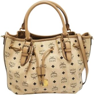 MCM Pre-owned Bucket Bags, female, Beige, Size: ONE SIZE Pre-owned Coated Canvas Bucket Bag