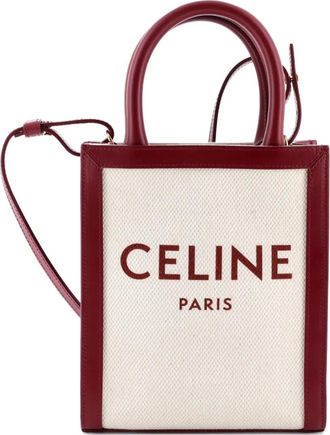 Celine Vertical Cabas Canvas with Leather Mini tote bag - Beige