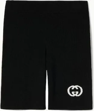 Gucci Ribbed Shorts With Intarsia, Black, Ready-to-wear
