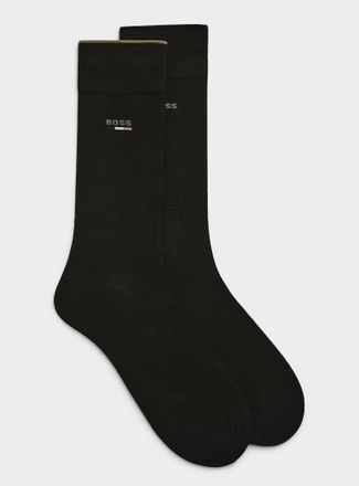 BOSS Mens Black classic dress socks 2-pack