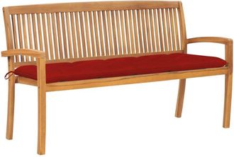vidaXL Banco De Jard&iacute;n Apilable Con Coj&iacute;n Madera Maciza De Teca 159 Cm Vidaxl