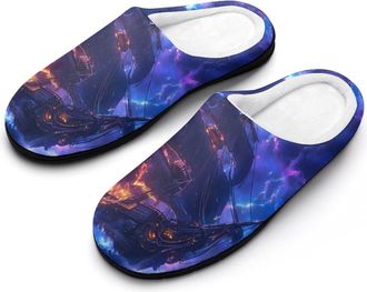 Generic Pirates-ship Thunder Ocean Mens Soft Cotton Slippers with Memory Foam Anti-skid House Shoes for Travel Indoor Outdoor