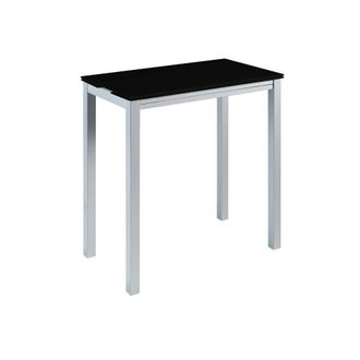 Pondecor Interiorismo Mesa de cocina alta extensible leiria cristal negro y patas metal