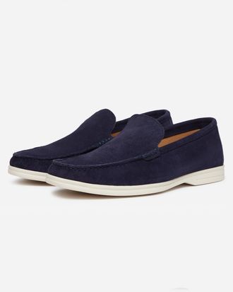 Oliver Sweeney Mens Alicante Moccasin Loafers in Dark Blue Suede - Size UK 12