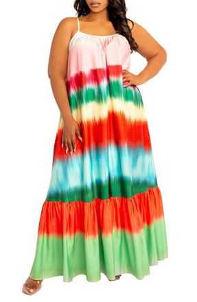 Buxom Couture Gradient Stripe Maxi Dress in Orange Multi at Nordstrom