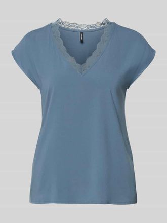 Vero Moda Regular Fit T-Shirt mit Spitzenkragen Modell BELLA in Bleu, Gr&ouml;&szlig;e XL