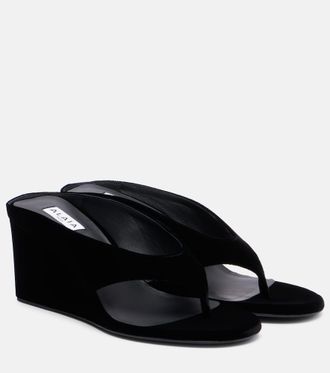 Alaia Alaïa Velvet wedge thong sandals