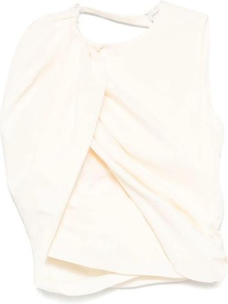 Magda Butrym Womens Asymmetric Draped Top - Cream Linen - Size EU 36 (Womens)