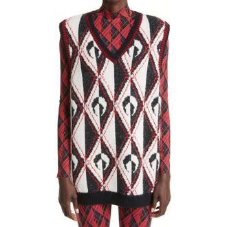 Marine Serre Harlequeen Wool Blend Sweater Vest in Black at Nordstrom, Size Small
