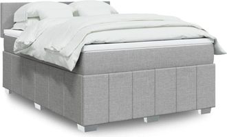 vidaXL Vidaxl - Cama Box Spring Con Colch&oacute;n Tela Gris Claro 160x200 Cm