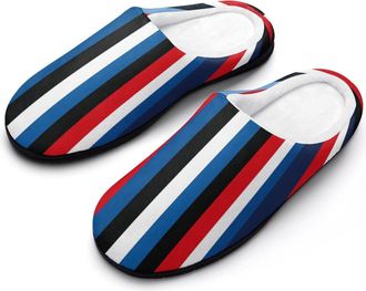 Generic Red Blue White Stripes Mens Slippers Comfortable And Non-slip Cotton Slipper Shoe for House