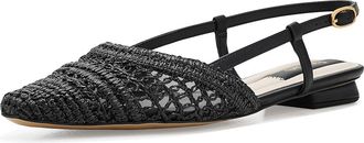 Franco Sarto Riona Womens Flat Shoes Black Sultry Raffia : 7.5 M, Synthetic