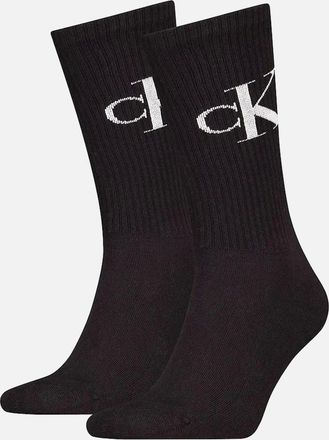 Calvin Klein Mens Calvin Klein 2 Pack Monogram Mens Socks Black - Size: 12/9/11.5/11/10.5/10/9.5
