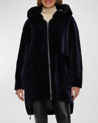 Gorski Reversible Lamb Shearling Hooded Parka Jacket