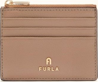 Furla Camelia Porta Carte Di Credito S Greige Grigio Pelle Stampata Donna