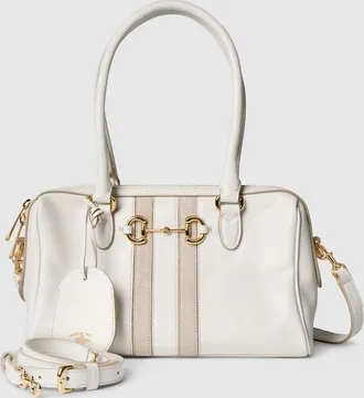 Gucci Borsetto Medium Boston Bag, White, Leather