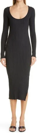 Simon Miller RIB by Simon Miller Noah Side Slit Long Sleeve Midi Dress in Black at Nordstrom Rack, Size Medium