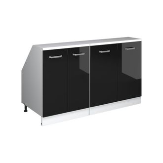 Vicco Conjunto De Armarios Para Techo Inclinado Rion, Negro Brillo Intenso, 140 Cm Lote De 2 Carcasas De Armario 60 Cm De Profundidad, Vicco