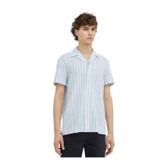 Drykorn Overhemden, Heren, Blauw, S, Katoen, Gestreepte blouse met korte mouwen