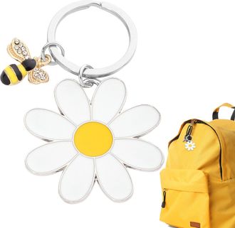Generic Daisy Flower Key Ring - Cute Daisy and Bee Keyring Ornament | cute bee flower keychain | Flower Charm for Students Backpack, School Bag, and Travel