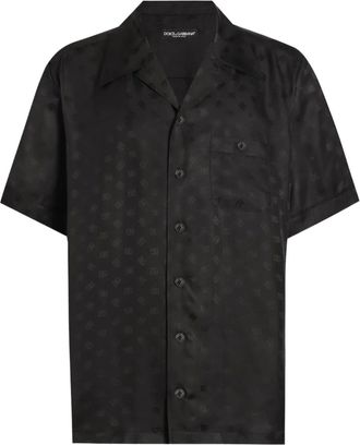 Dolce & Gabbana Camicia Hawaii con logo - Nero