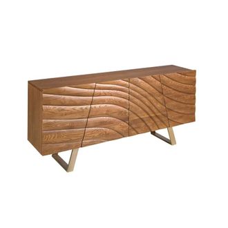 Angel Cerd&aacute; Light-Walnut Sideboard with Polished Gold-Steel Legs in Walnut