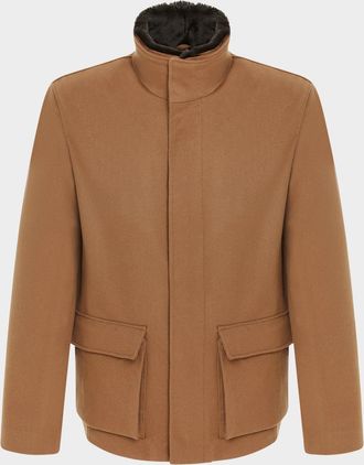 Gorski Men & apos;s Loro Piana Wool Jacket With Detachable Merino Shearling Lamb Collar