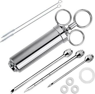 OEM Dispensador De Adobo De Acero Inoxidable De 60 Ml Con 3 Asadores, Inyector De Alimentos Para Inyectar Salsa Barbacoa, Salmuera Y Mermelada En Carne De