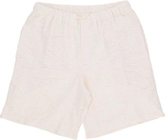 Arte Gehaakte Cream Shorts met Elastische Taille - Heren - Bermuda - Beige - L - Katoen - Korte Broeken