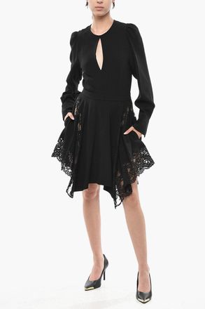 Stella McCartney Vestito Svasato CELESTE con Inserti in Pizzo Stella McCartney